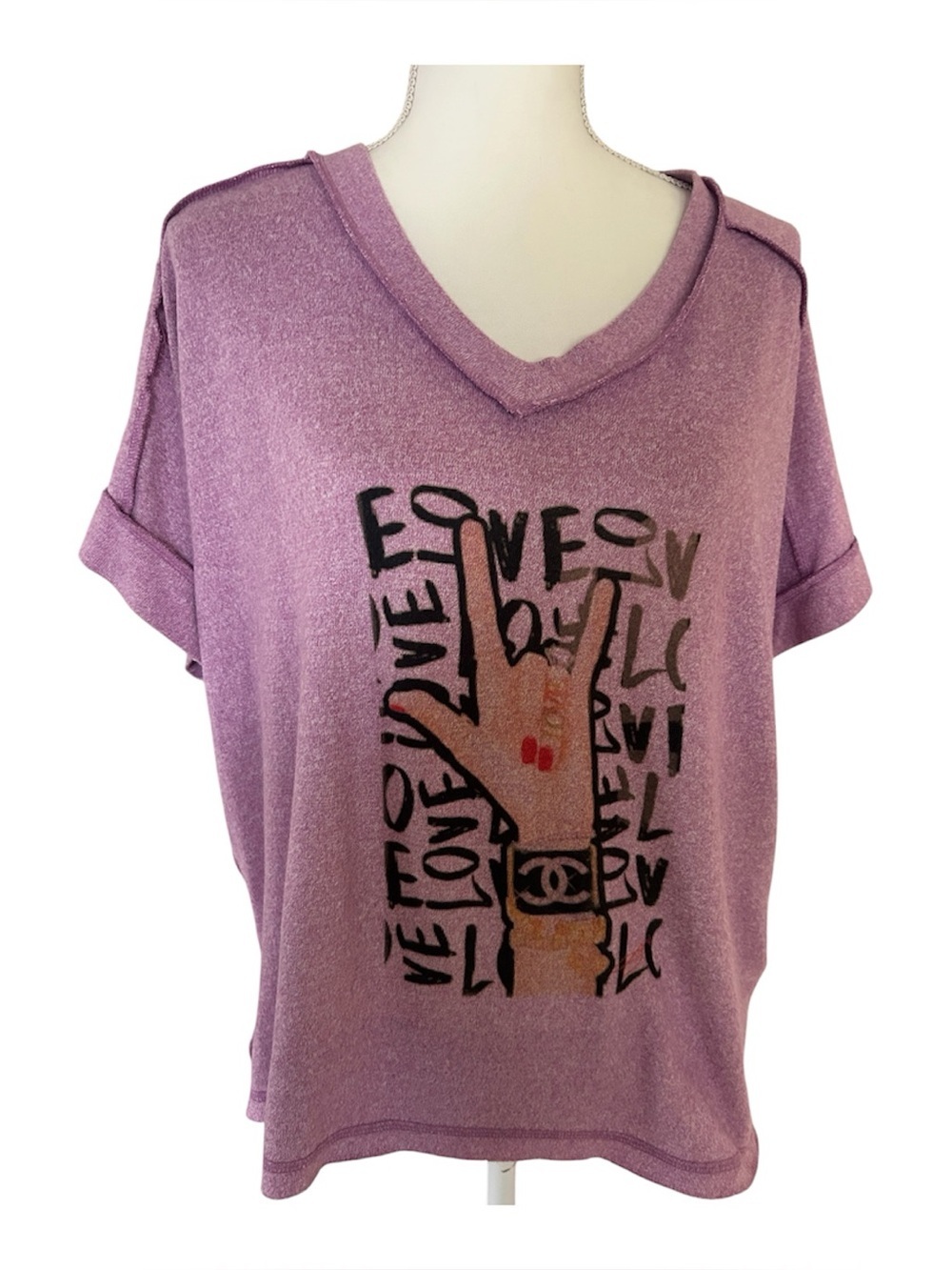 Zenana Custom Graphic V Neck Top